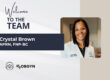 Welcome to the team banner showing Crystal Brown, APRN-FNP-BC, in a white coat with the MyOBGYN logo.
